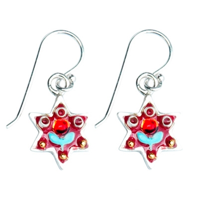 Flower Design Star of David Earrings